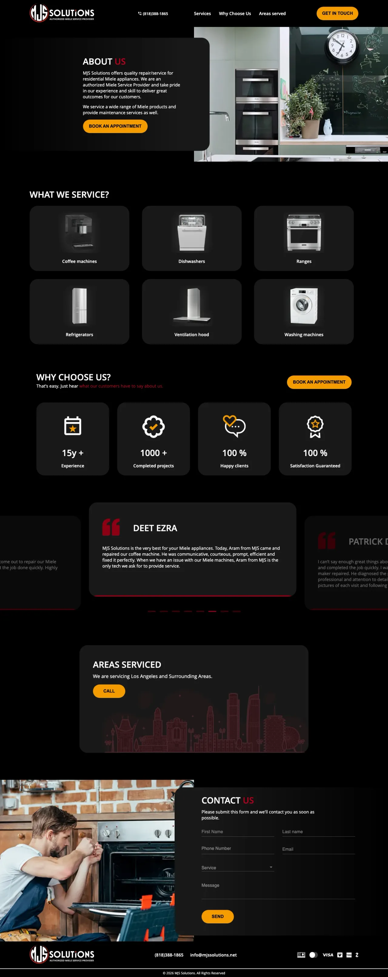 Full-page archive of the MJS Solutions website, including its public content and navigation.